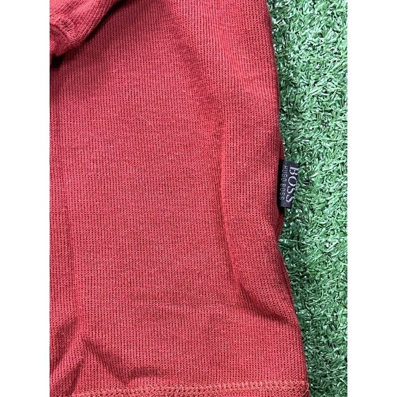 Hugo Boss Sweater Mens 2XL XXL Red Maroon Cotton Solid Knit Slim Crew Pullover - Picture 3 of 6
